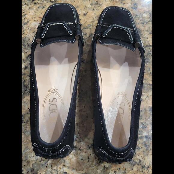 Tod's Black Suede Ballet Flats Slip On Driving Mocs Womens Loafers Dress Shoes 5 - Picture 6 of 12